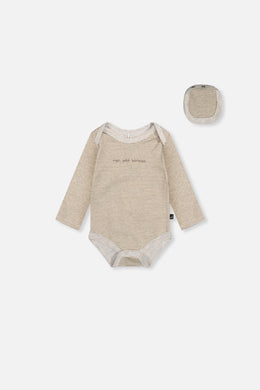 Organic Cotton Onesie Brown And White Stripes - J20C70_2J242