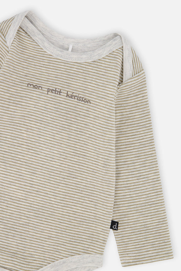 Organic Cotton Onesie Brown And White Stripes - J20C70_2J242