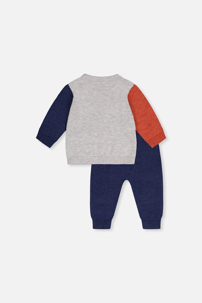 Knitted Top And Pants Set Blue And Orange - J20CT11_04570