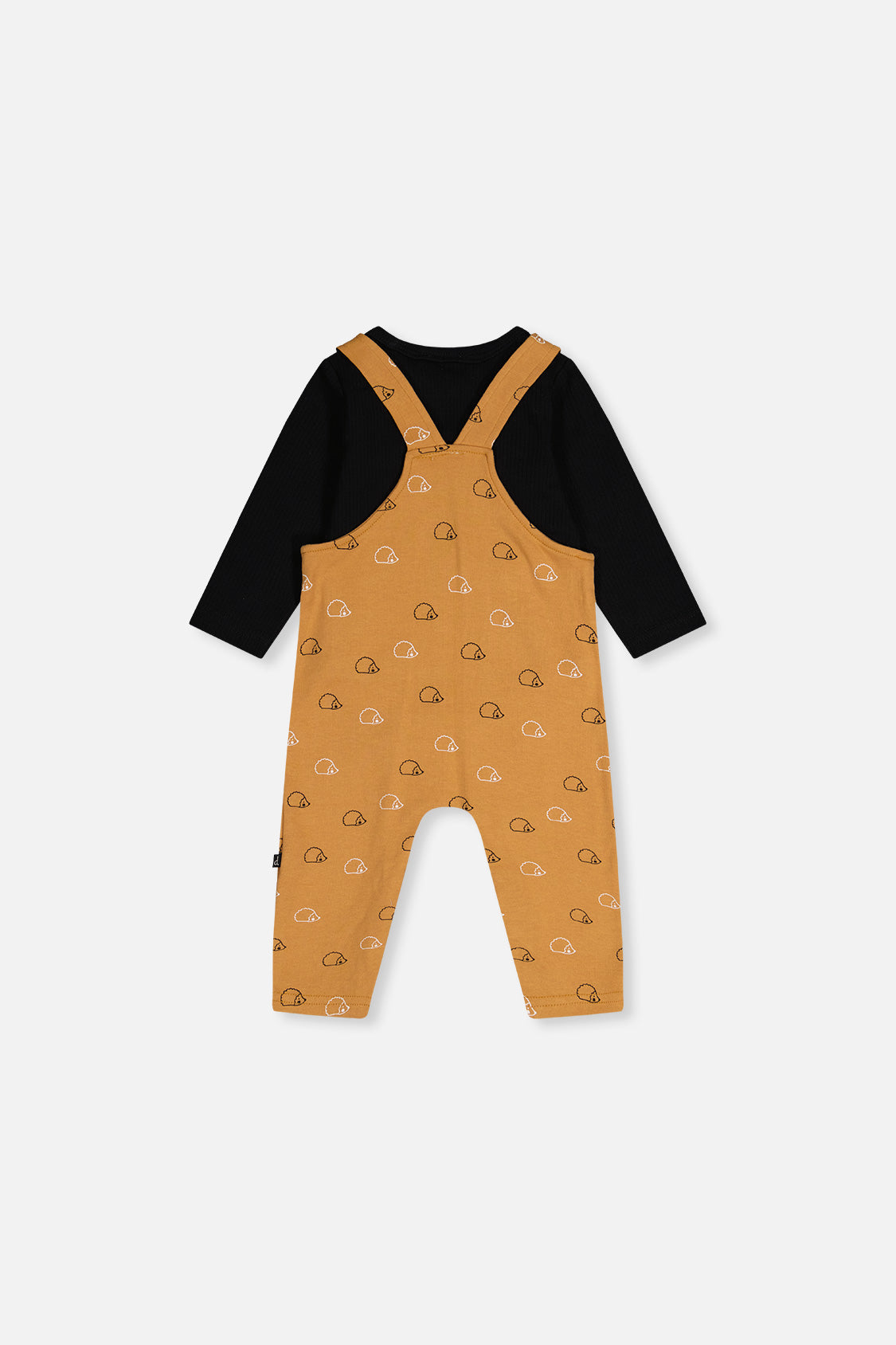 Organic Cotton Onesie With Overalls Set Black And Brown - J20D40_09990