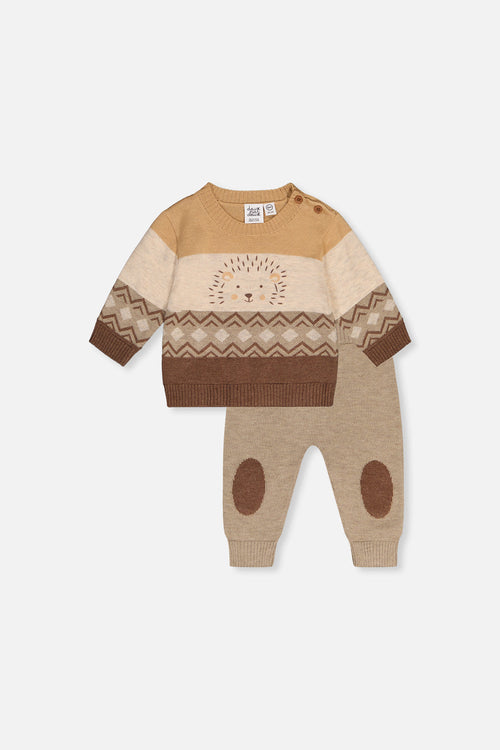 Knitted Sweater And Pants Set Brown Cinnamon - J20DT11_01210