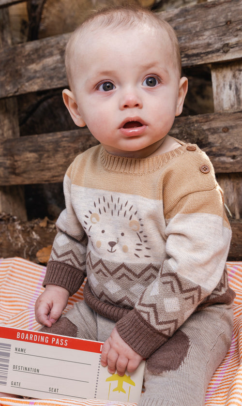 Knitted Sweater And Pants Set Brown Cinnamon