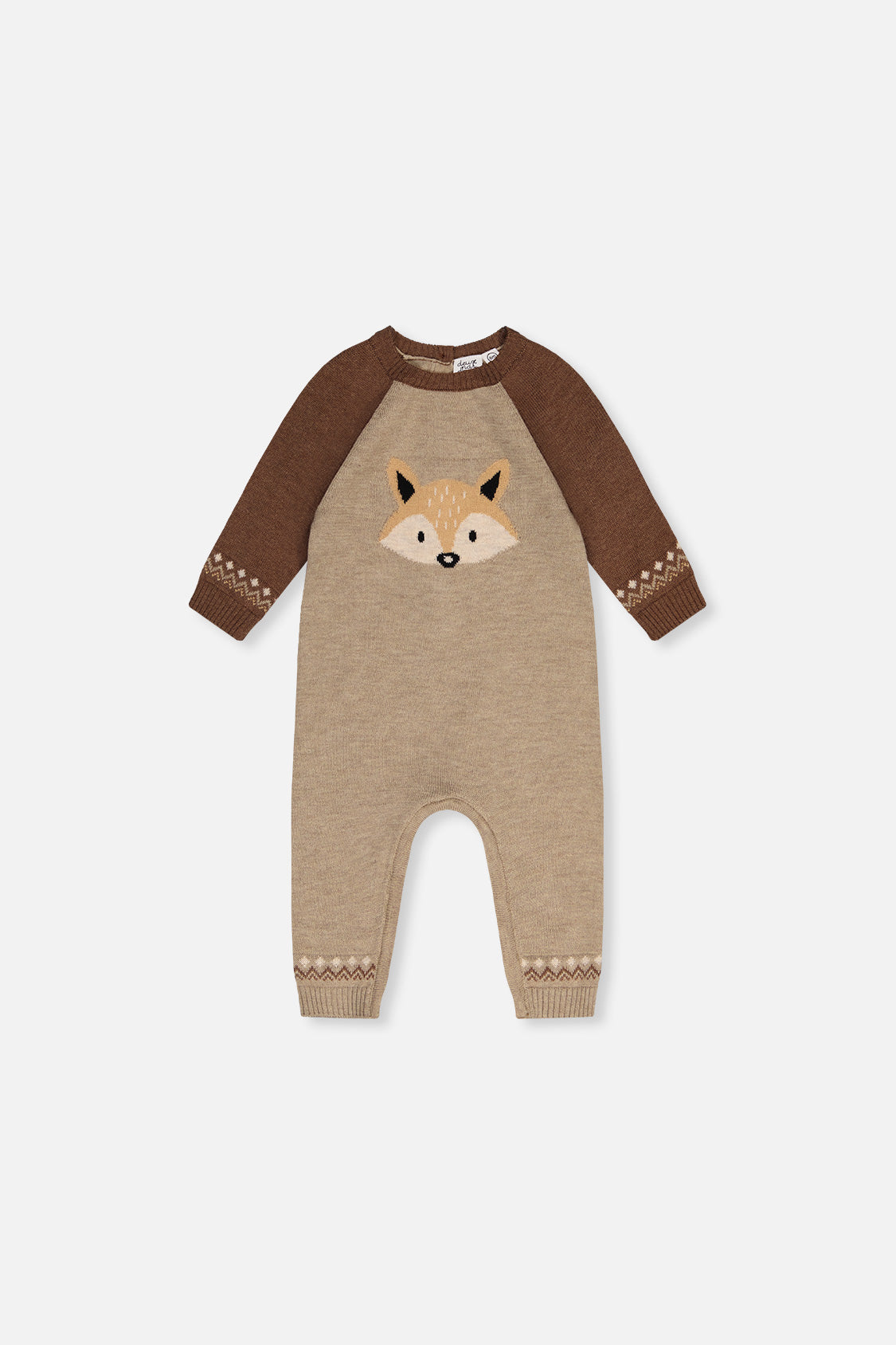 Knitted Intarsia Romper Brown Cinnamon - J20DT40_01210
