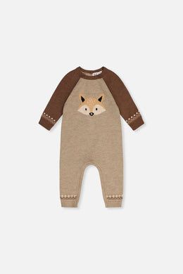 Knitted Intarsia Romper Brown Cinnamon - J20DT40_01210