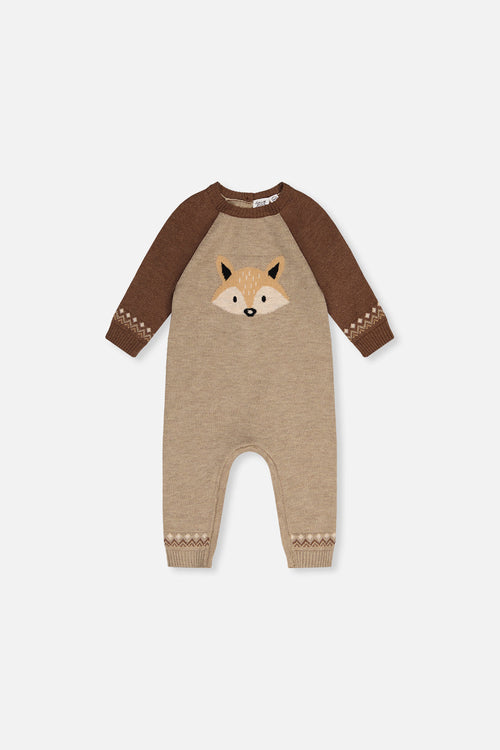 Knitted Intarsia Romper Brown Cinnamon - J20DT40_01210
