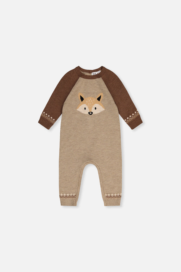 Knitted Intarsia Romper Brown Cinnamon - J20DT40_01210