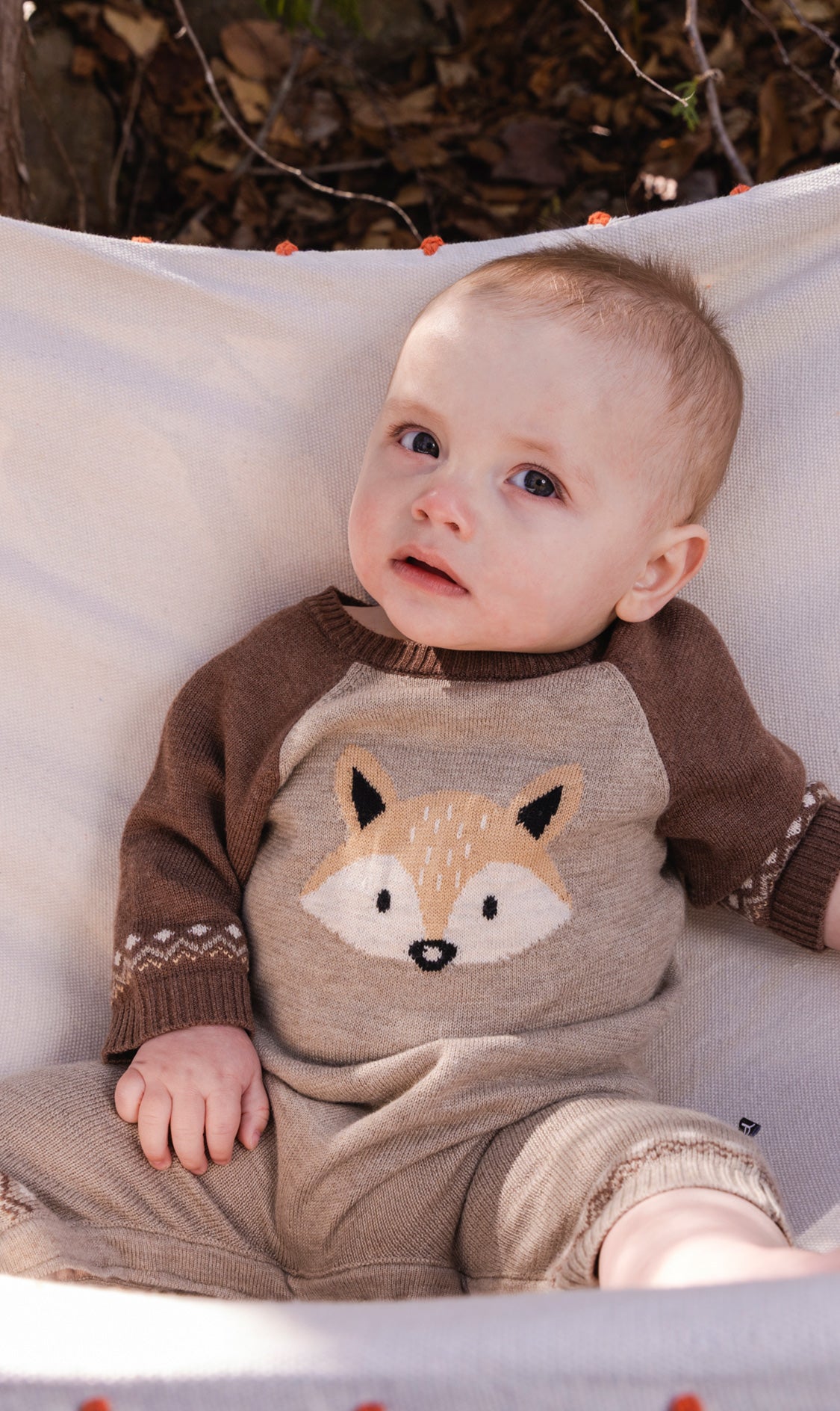 Knitted Intarsia Romper Brown Cinnamon