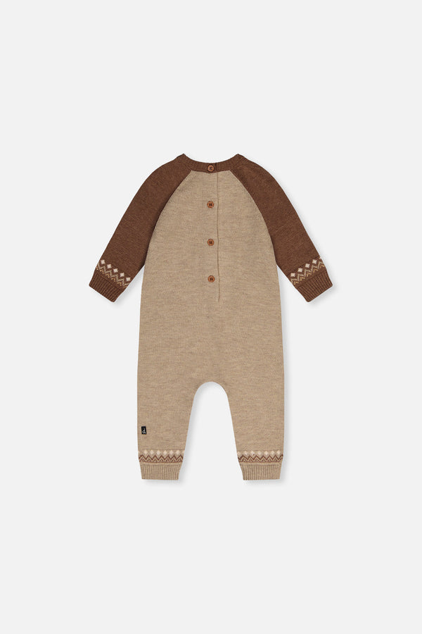 Knitted Intarsia Romper Brown Cinnamon - J20DT40_01210