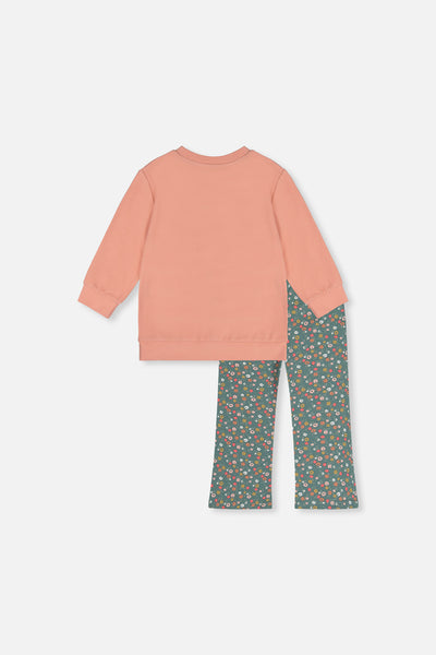 Tunic And Leggings Set Pale Pink And Green Floral Print