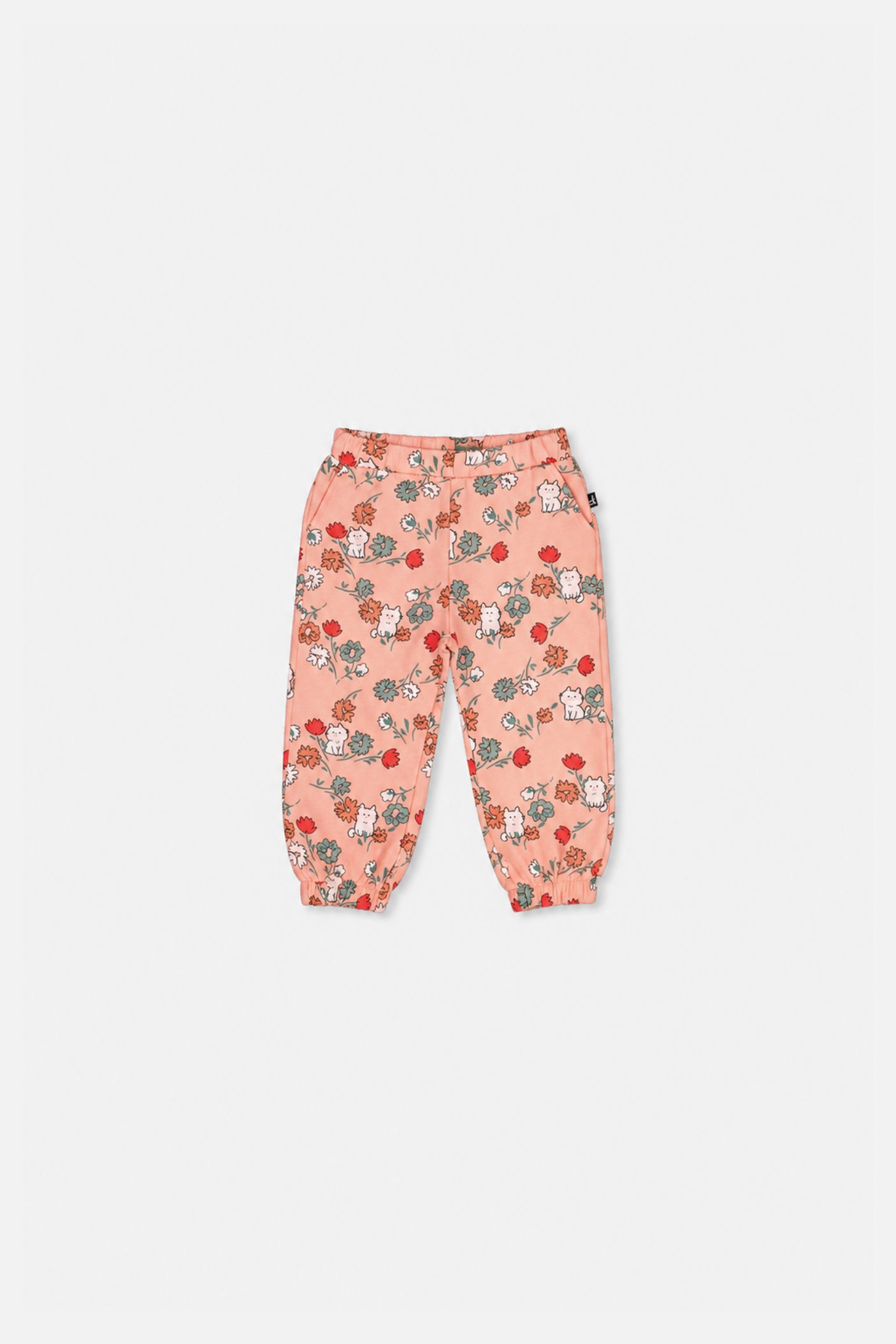 Pantalon de jogging en molleton rose imprimé chats pour bébé