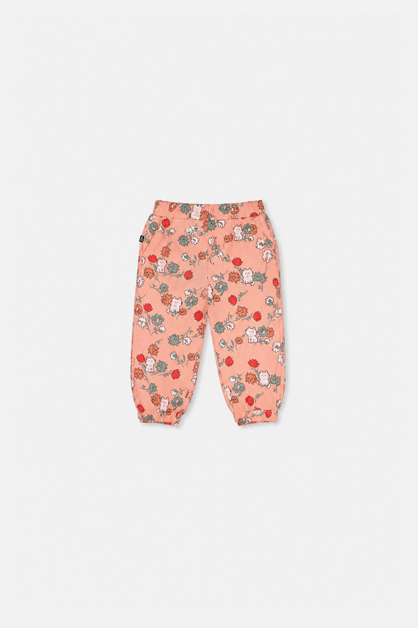 Pantalon de jogging en molleton rose imprimé chats pour bébé