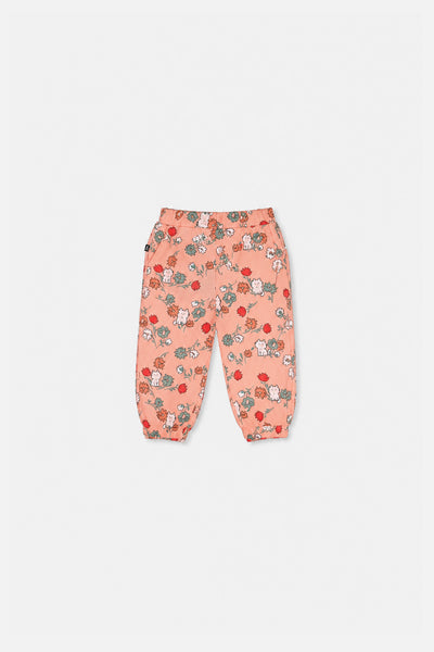 Pantalon de jogging en molleton rose imprimé chats pour bébé