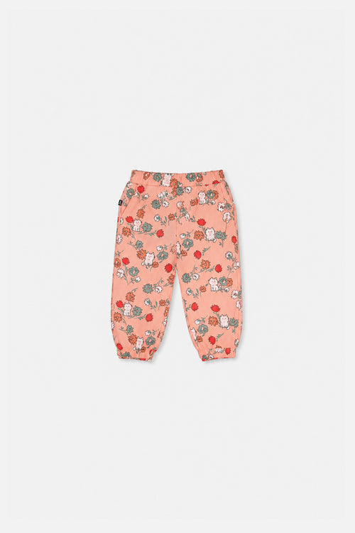 Pantalon de jogging en molleton rose imprimé chats pour bébé