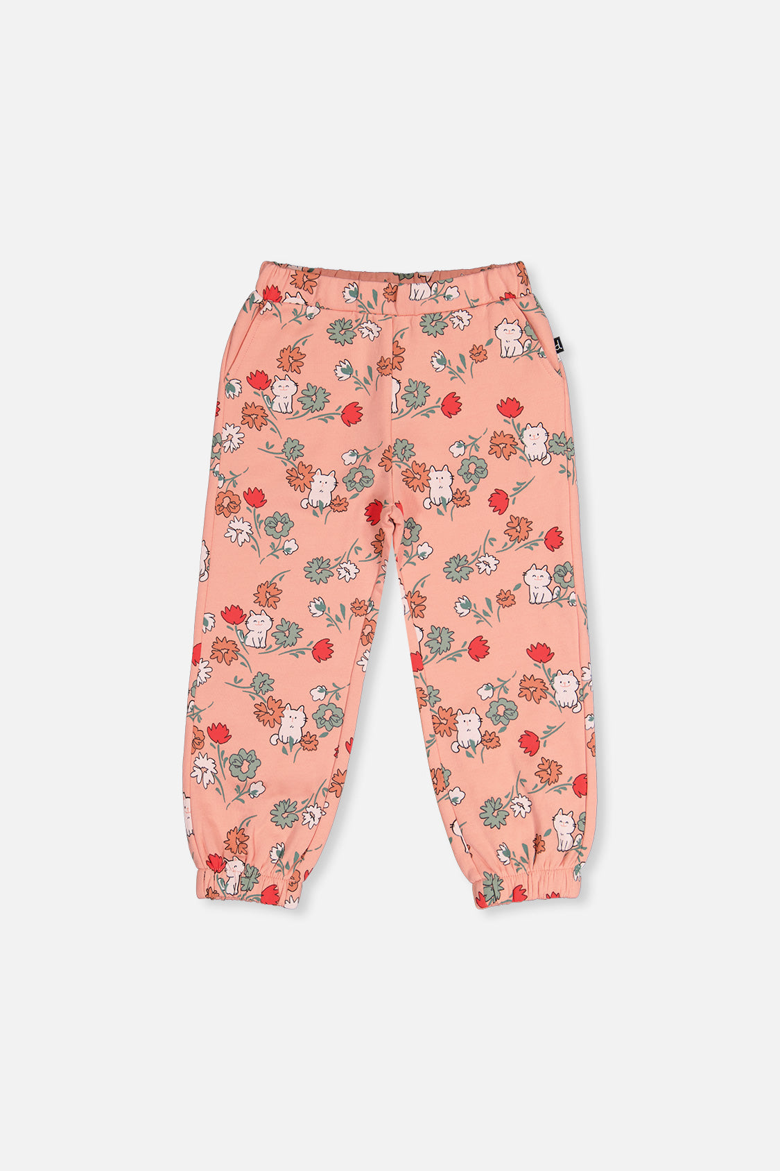 Pantalon de jogging en molleton rose imprimé chats