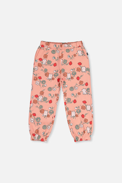 Pantalon de jogging en molleton rose imprimé chats