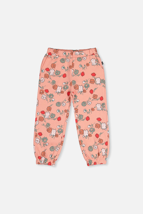 Pantalon de jogging en molleton rose imprimé chats