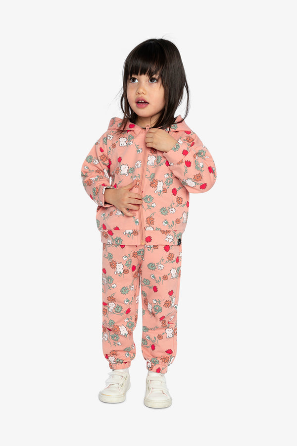 Pantalon de jogging en molleton rose imprimé chats