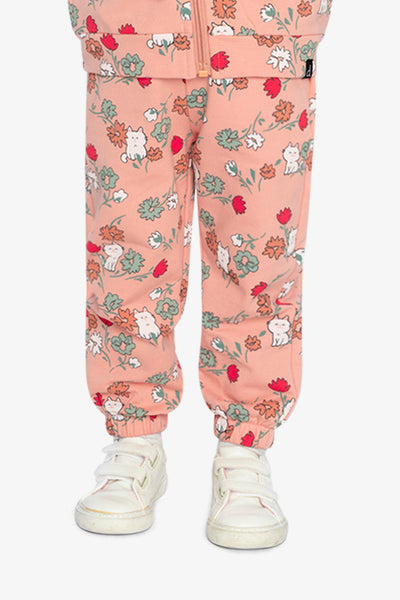 Pantalon de jogging en molleton rose imprimé chats
