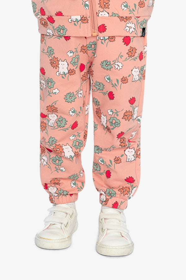 Pantalon de jogging en molleton rose imprimé chats