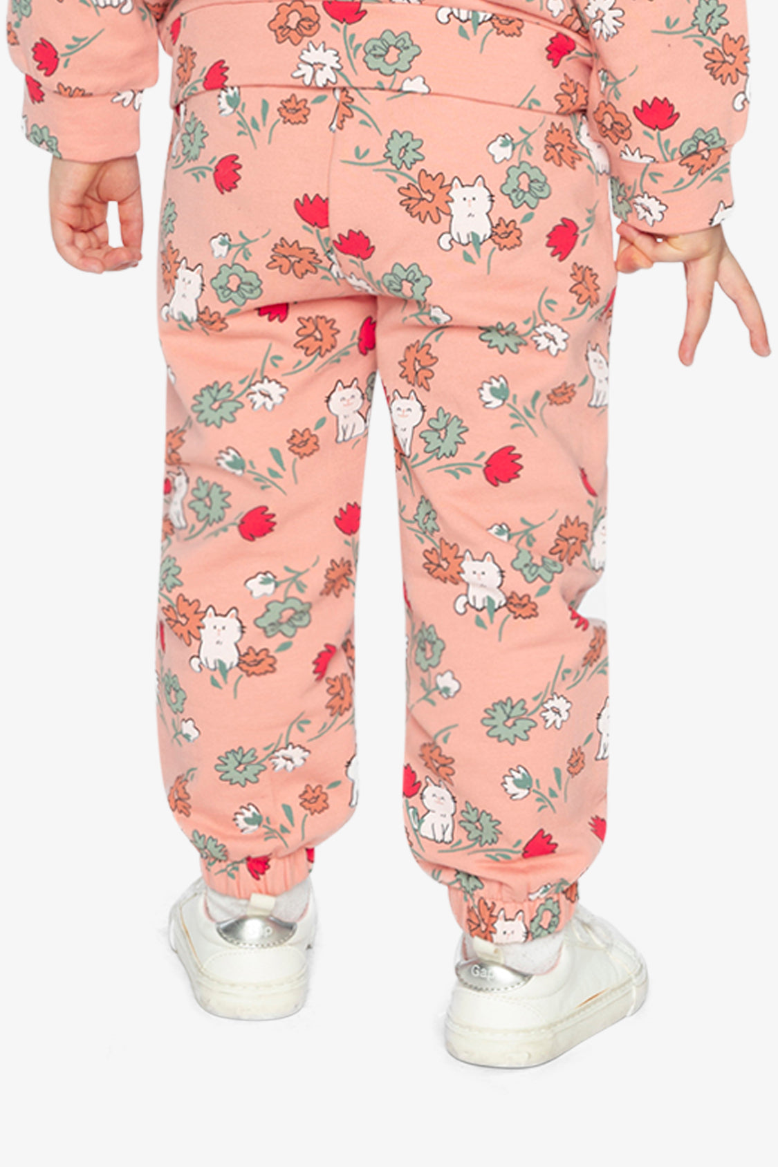 Pantalon de jogging en molleton rose imprimé chats