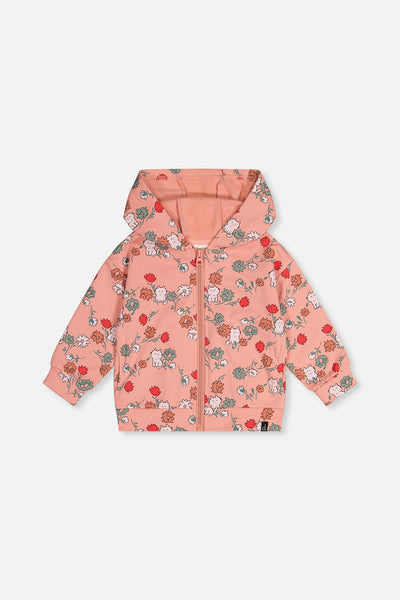 French-Terry-Kapuzenstrickjacke mit rosa Katzenmotiv