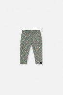 Legging vert imprimé fleurs en coton biologique pour bébé
