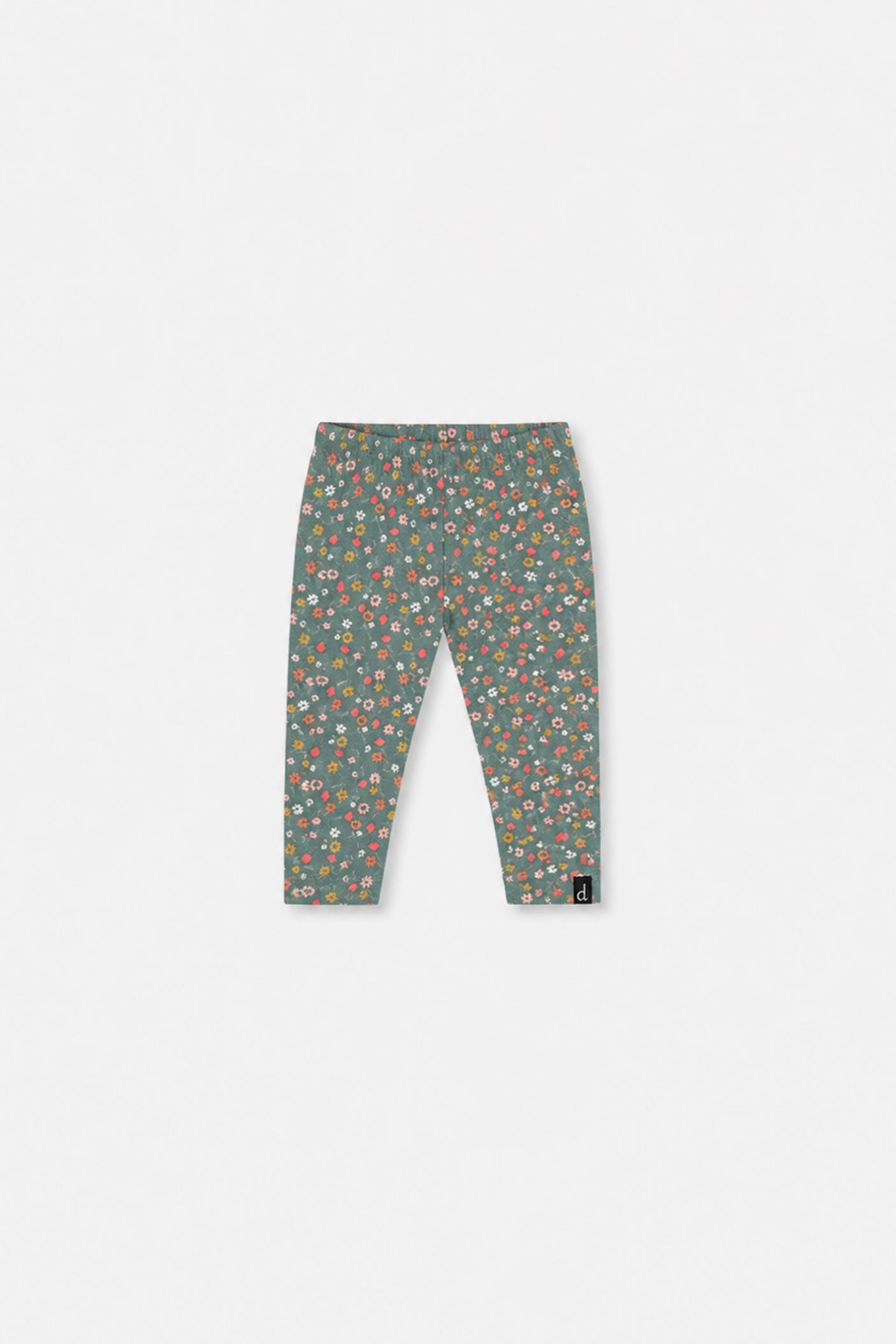 Legging vert imprimé fleurs en coton biologique pour bébé
