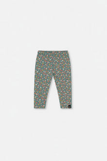 Legging vert imprimé fleurs en coton biologique pour bébé