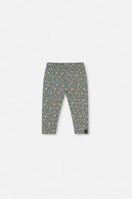 Legging vert imprimé fleurs en coton biologique pour bébé