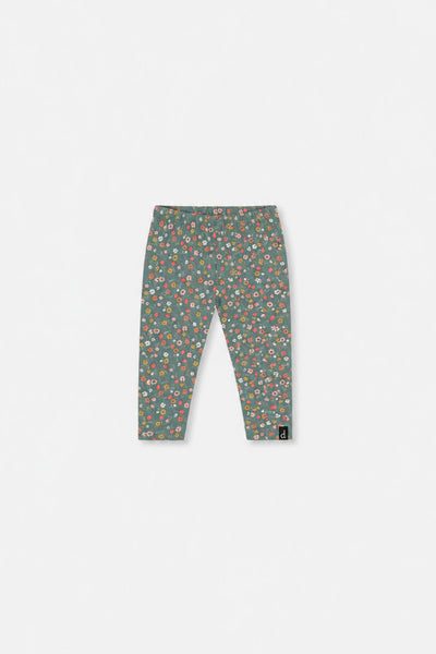 Legging vert imprimé fleurs en coton biologique pour bébé