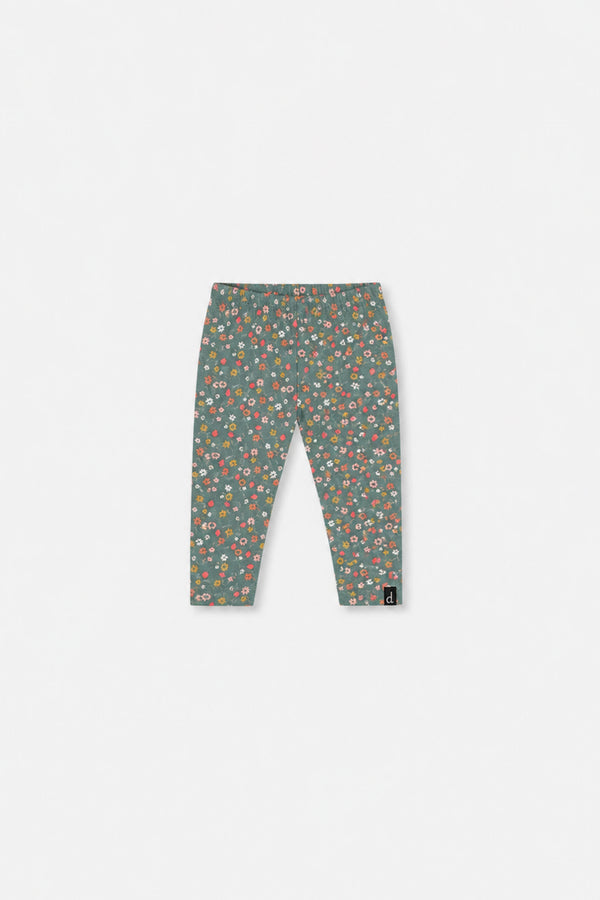 Legging vert imprimé fleurs en coton biologique pour bébé