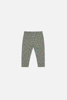 Legging vert imprimé fleurs en coton biologique pour bébé