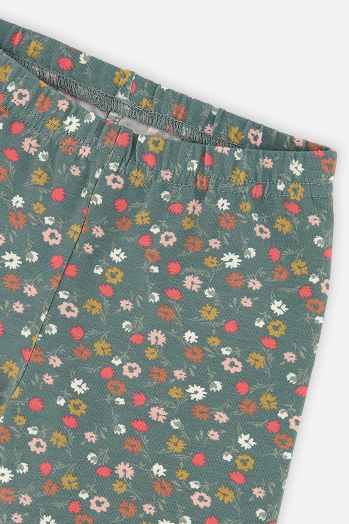Legging vert imprimé fleurs en coton biologique pour bébé