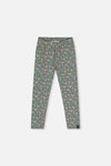 Organic Cotton Leggings Green Floral Print