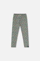 Organic Cotton Leggings Green Floral Print