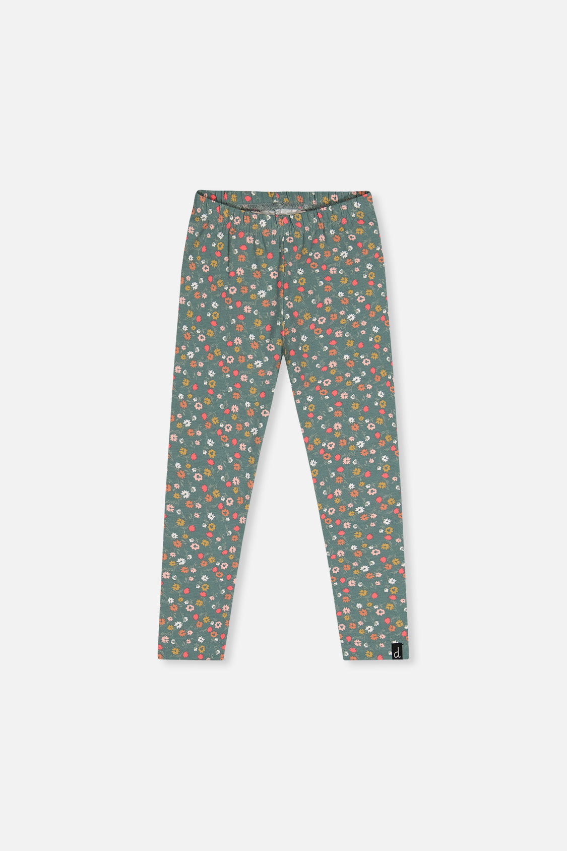 Organic Cotton Leggings Green Floral Print