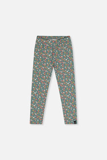 Organic Cotton Leggings Green Floral Print