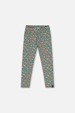 Organic Cotton Leggings Green Floral Print