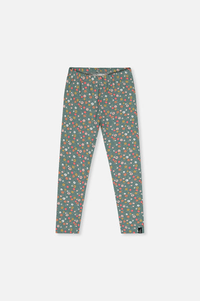Organic Cotton Leggings Green Floral Print