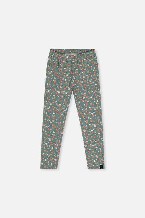 Organic Cotton Leggings Green Floral Print