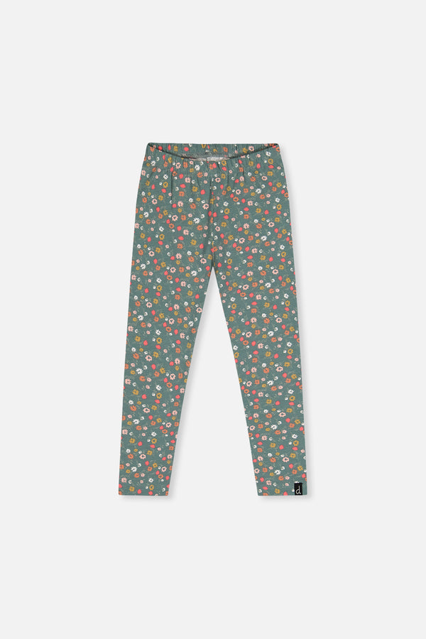 Organic Cotton Leggings Green Floral Print