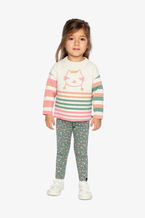 Organic Cotton Leggings Green Floral Print