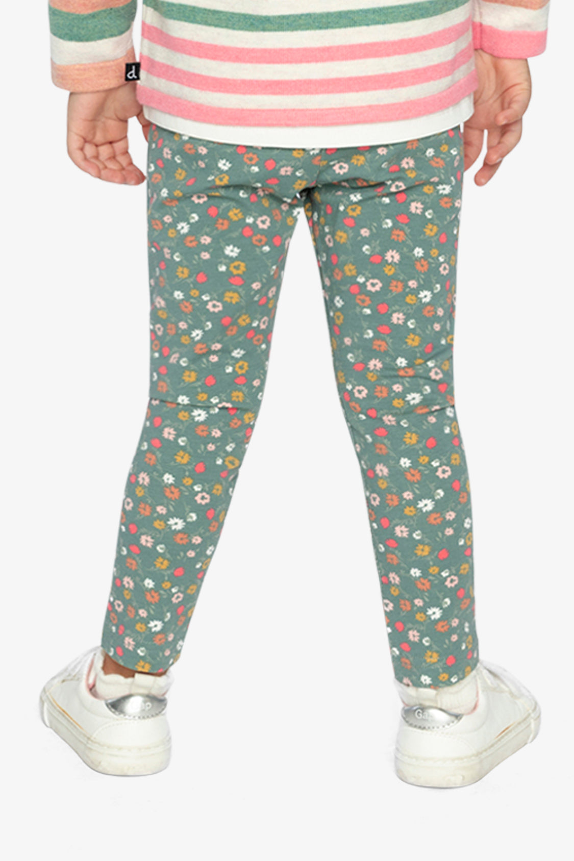 Organic Cotton Leggings Green Floral Print