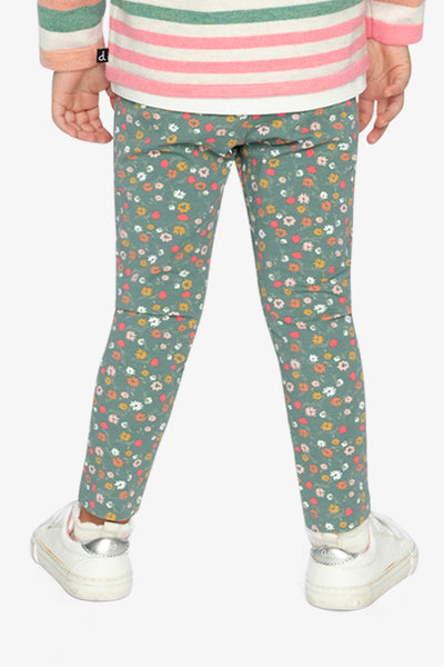 Organic Cotton Leggings Green Floral Print