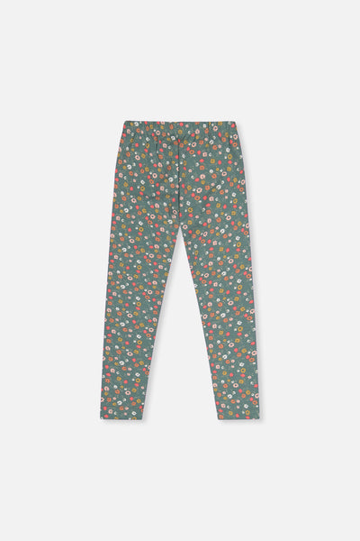 Organic Cotton Leggings Green Floral Print