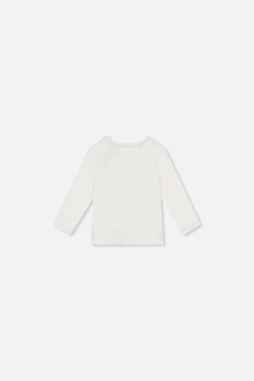 T-shirt manches longues blanc cassé en coton biologique pour bébé