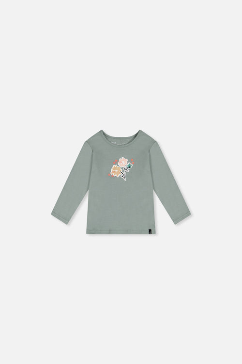 T-shirt manches longues vert sauge en coton biologique pour bébé