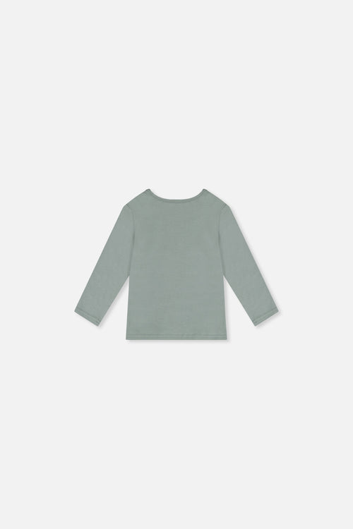 T-shirt manches longues vert sauge en coton biologique pour bébé