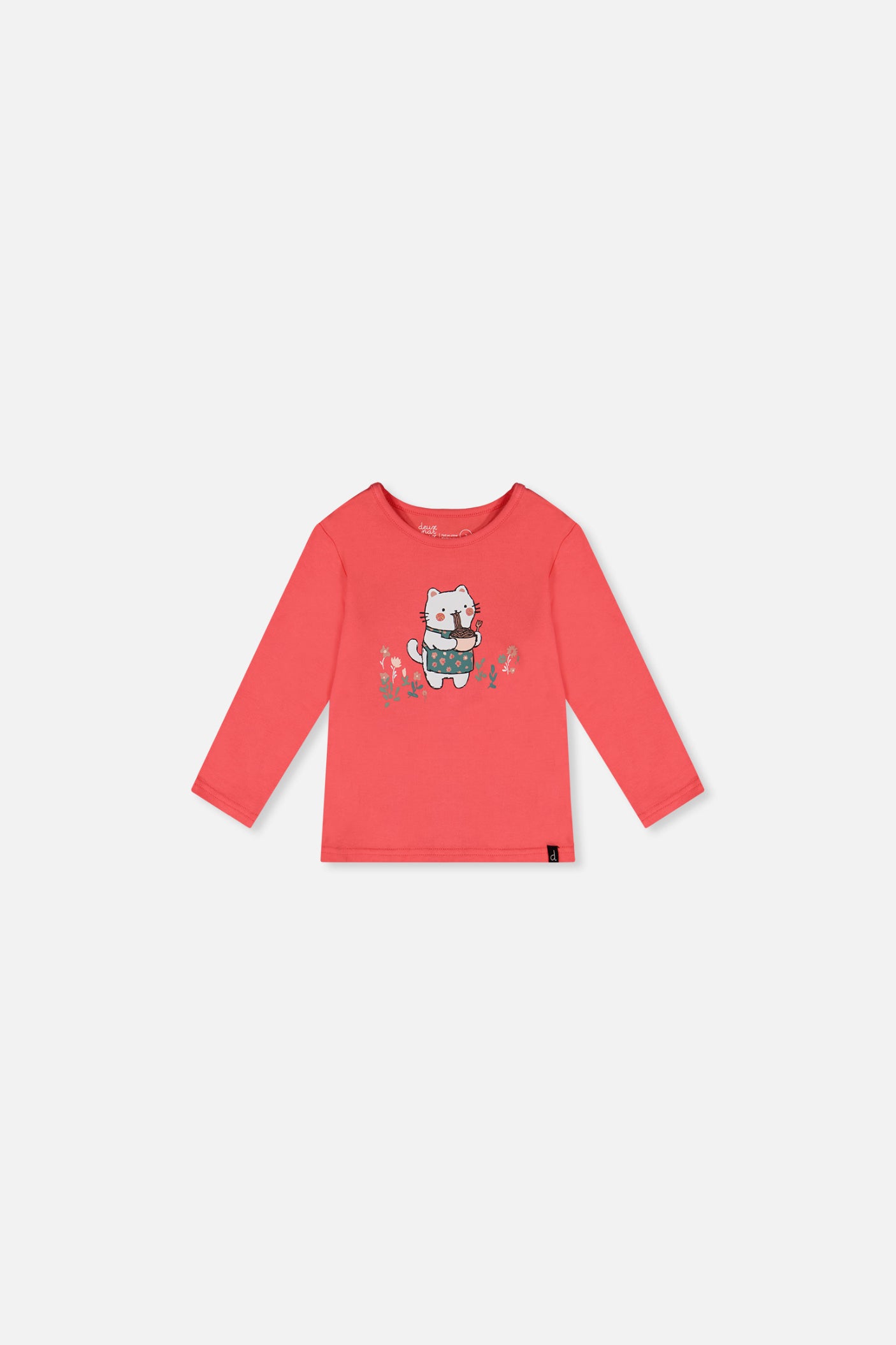 T-shirt manches longues rose corail en coton biologique pour bébé