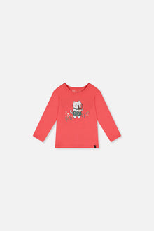 T-shirt manches longues rose corail en coton biologique pour bébé